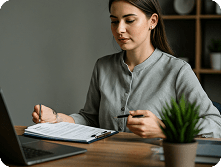 Professional working on laptop